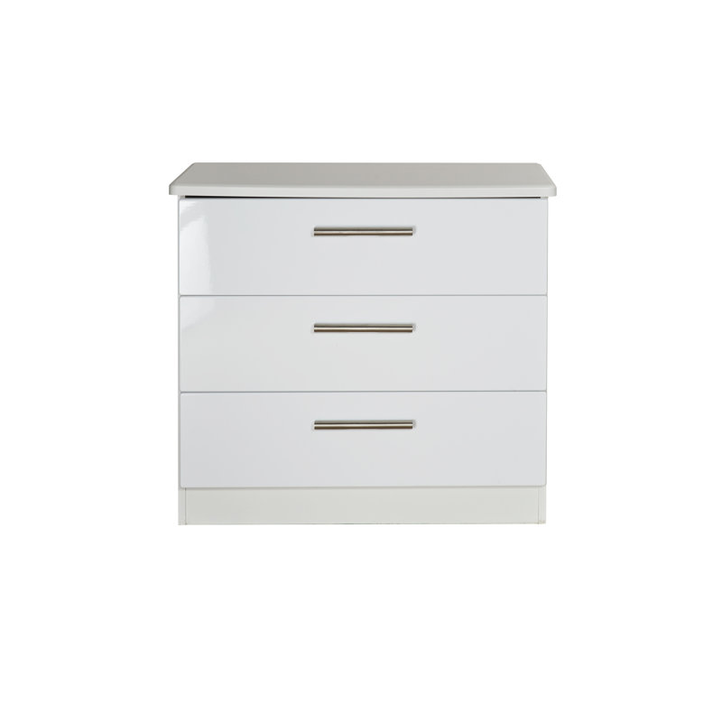 Fully Assembled Yvette 3 Drawer Chest, White