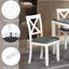 4 tables de salle à manger, 5 en bois moderne, gris et blanc, structure, sièges confortables, facile à assembler pour la maison et structure stable, ergonomique, assemblée