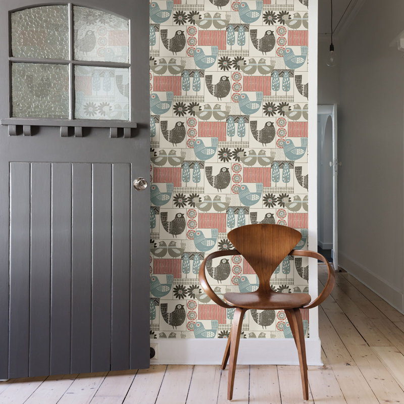 Rouleau de papier peint L 33 pi x l 20,5 po Hennika Patchwork, Corail