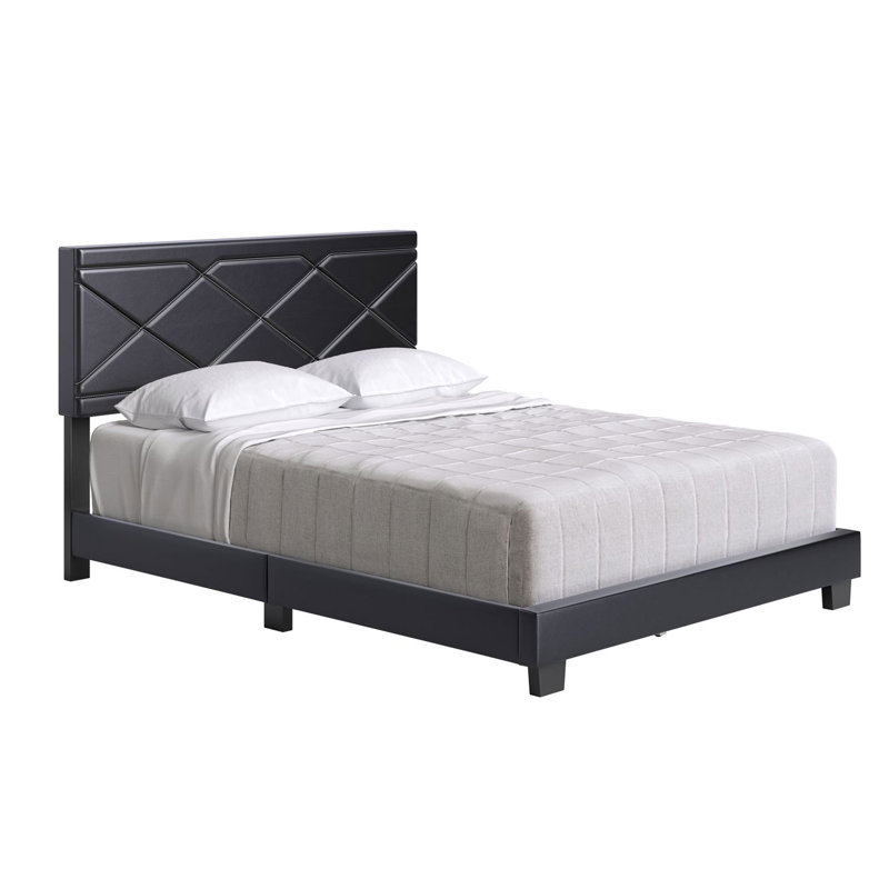 Upholstered Platform Bed, King, Black