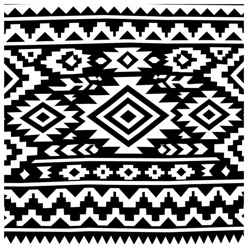 Tapis de bain noir et blanc à motif aztèque, 24in W x 17in L