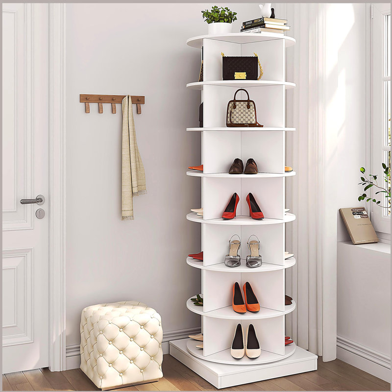 360 Rotating Shoe Cabinet 7 Layers, White, 7