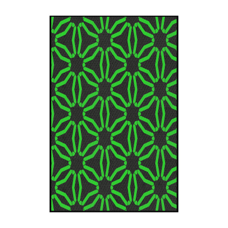 Tapis vert/noir à motifs, Rectangle 3 pi x 5 pi