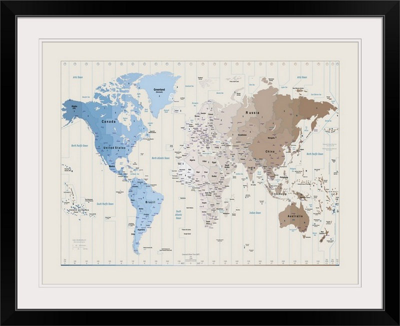 Francy «World Map» par Bellen, impression, H 27 po x l 36 po x P 1,5 po, Toile