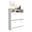 Range-chaussures H 46 po, une tablette de rangement ouverte, deux tiroirs de rangement internes, deux portes