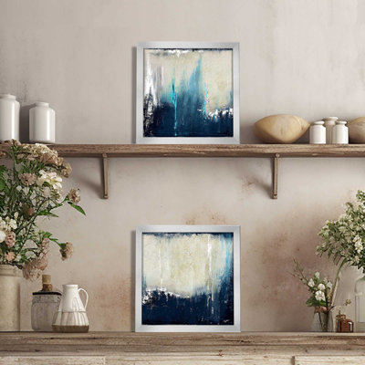 Navy Blue Illusion - 2 Piece Single Picture Frame Print Set