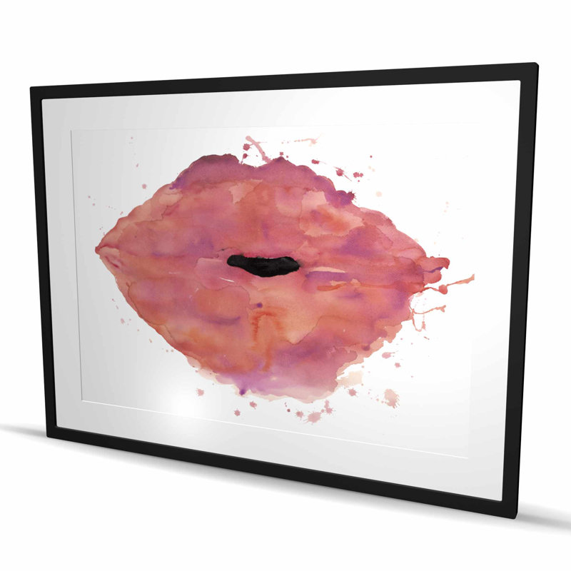 Impression de rouge à lèvres aquarelle rose - décor encadré mat