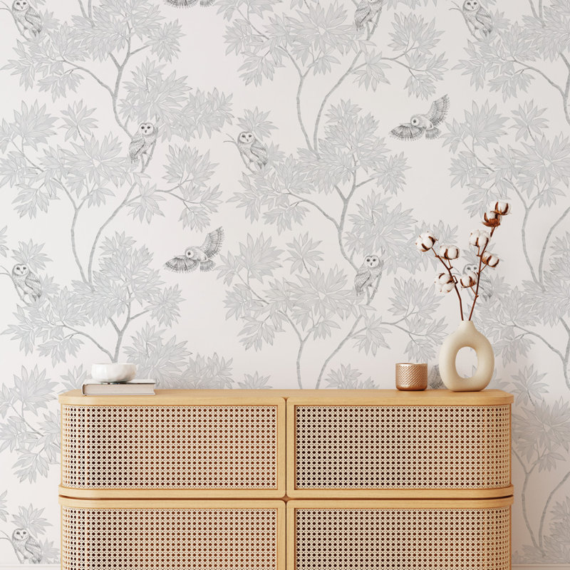Shanieka Floral Metallic Wallpaper Double Roll, Snow White