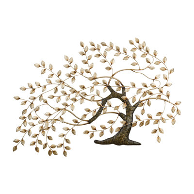 Décoration murale d'extérieur 49,5 pouces de large arbre de vie en métal avec finition multicolore résistante aux intempéries pour l'intérieur et l'extérieur