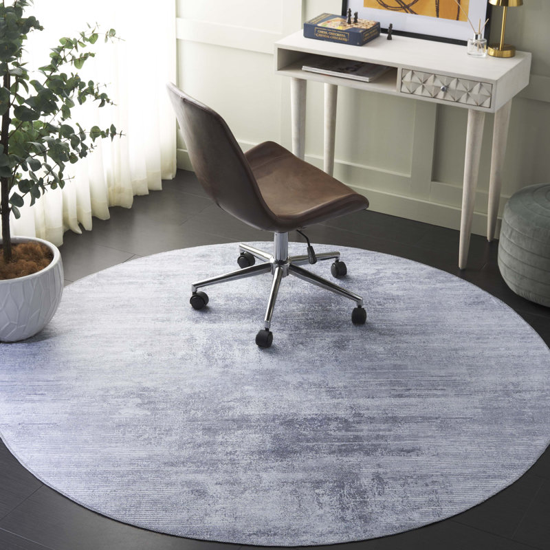Joal Performance Machine Washable Abstract Rug, Round 6'