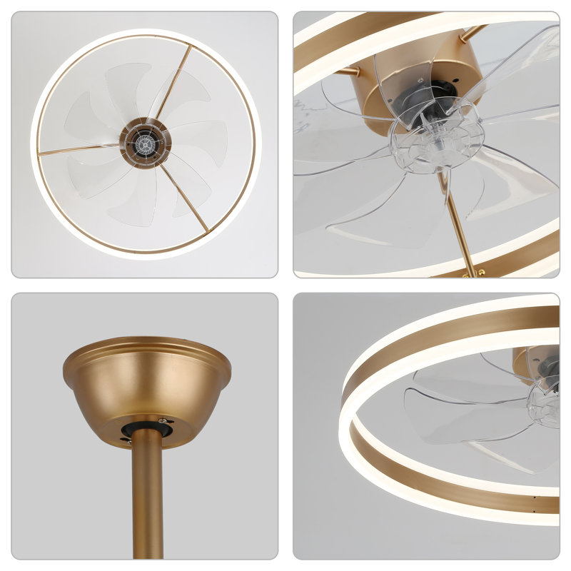 Konor 24'' Ceiling Fan with LED Lights  Dimmable LED Light with 3 Colour tone, 6 Speed Quiet DC motor, App and Remote Control