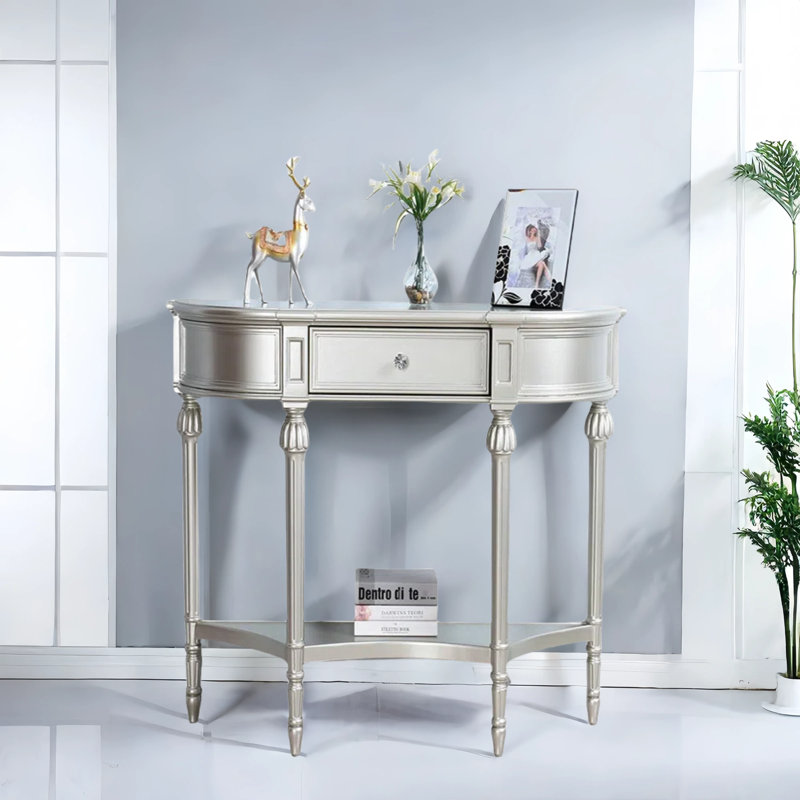 Armoire de hall d'entrée de style français, Argent argent, H 34,6 po x l 42,5 po x P 15 po