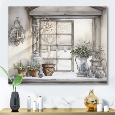 Fenêtres, charme scandinave d'hiver sur toile