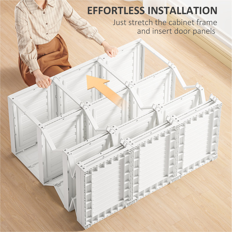 White Modular Portable Wardrobe Closet with Cube Compartments