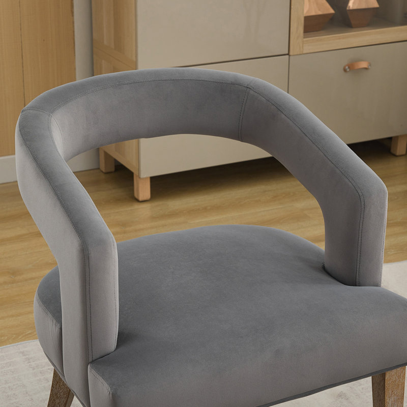 Ensemble de chaises d'appoint modernes en velours, pieds en bois, dossier ouvert pour la salle à manger et le salon