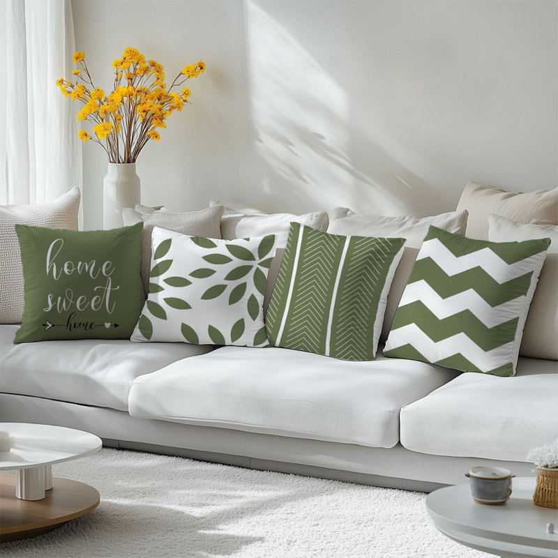 4 Pcs Simple Line Leaves Pattern Decorative Pillow Covers