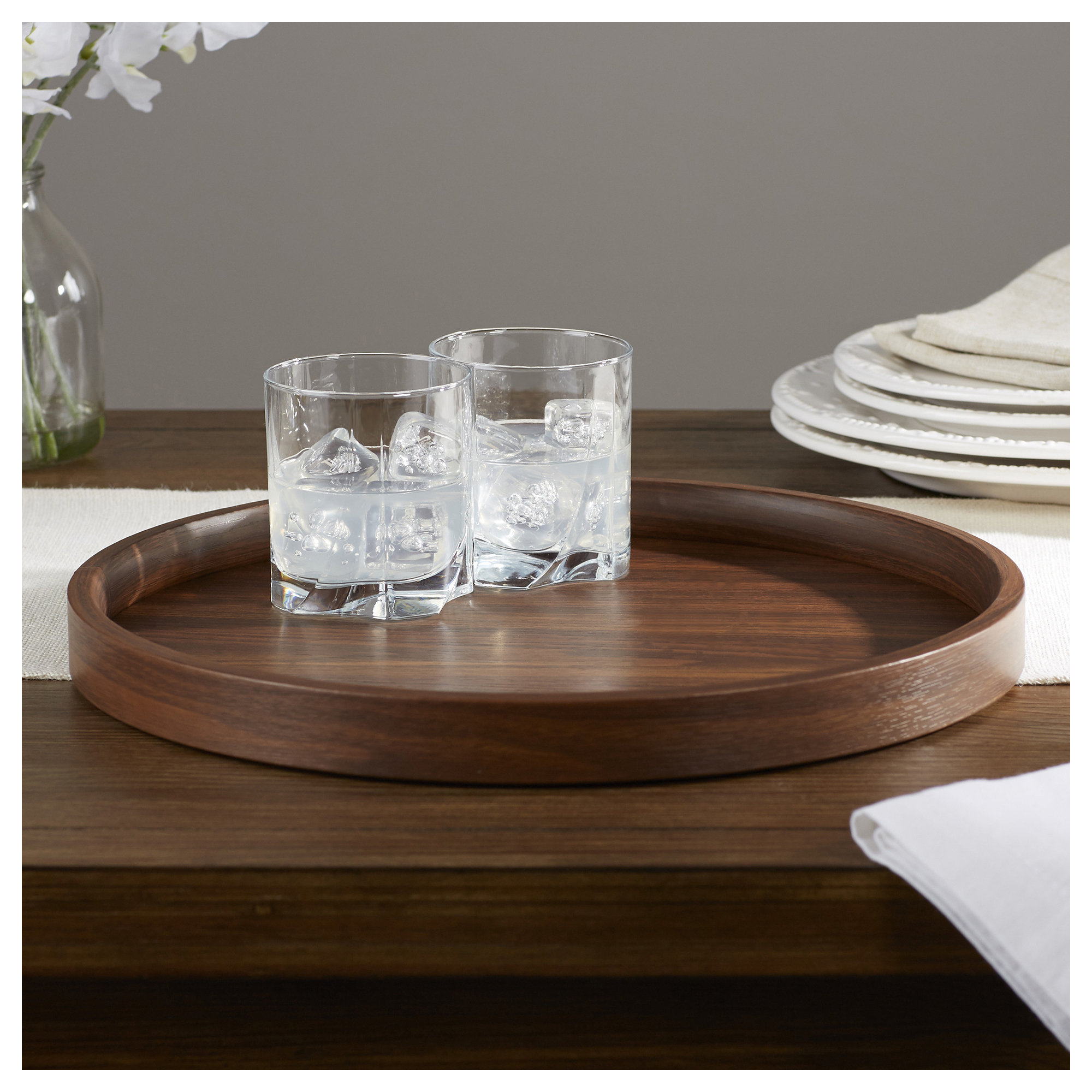 Hulme Round Vinyl Platter, Walnut