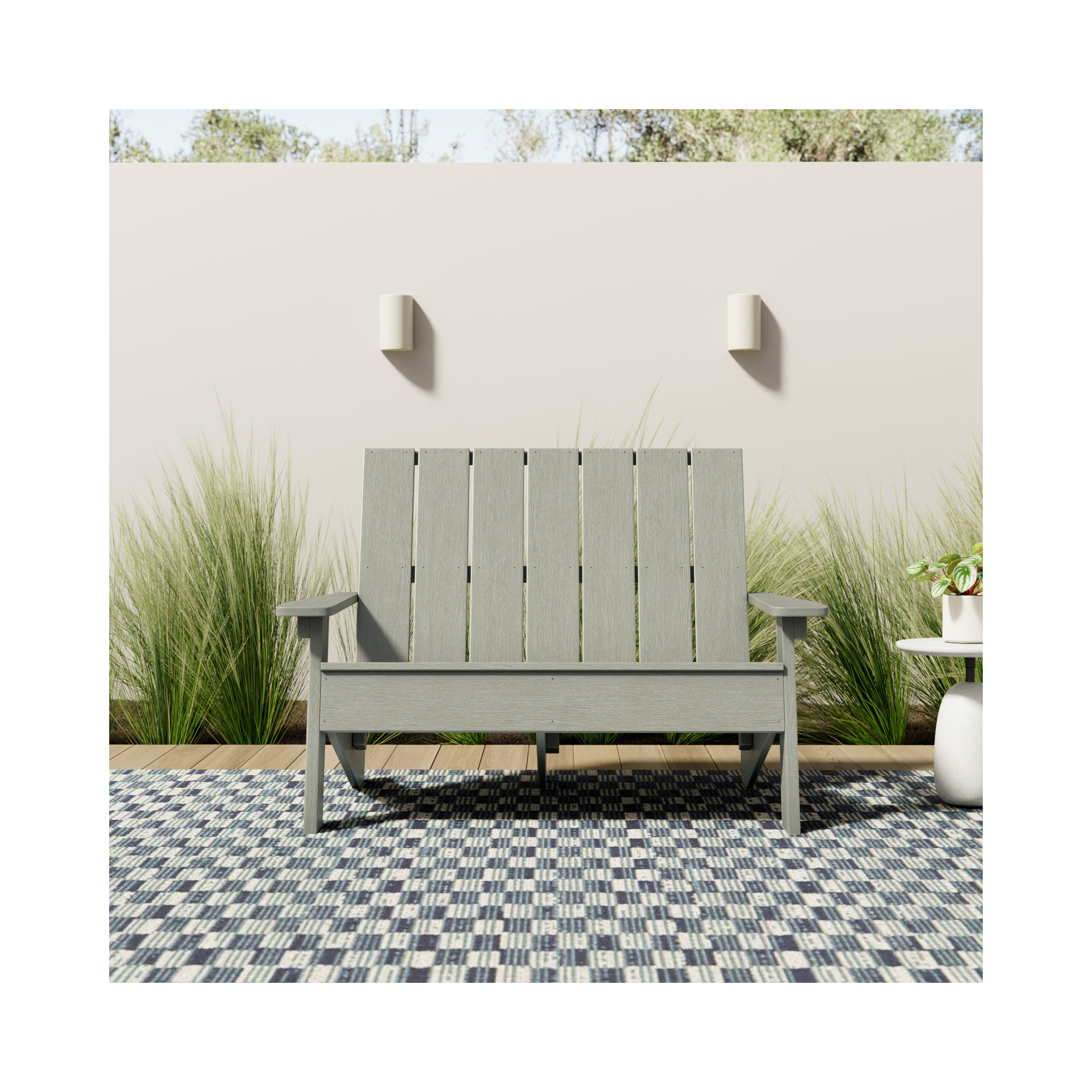 Byrnes Recycled Plastic Double Adirondack Loveseat, Eucalyptus