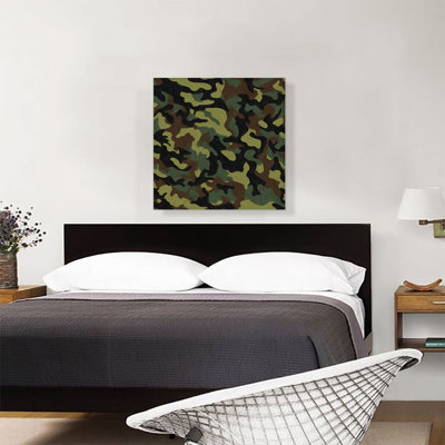 Army Green Black Brown Camo Camouflage Pattern - Wrapped Canvas Painting