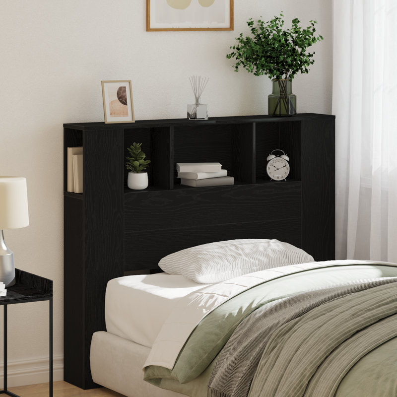 Melby Headboard Cabinet, Smal Double (4'), Black Oak