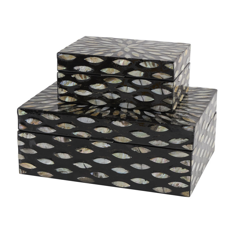 Baldino 2 Piece Decorative Box Set, 5"H x 11.95"W X 9" D