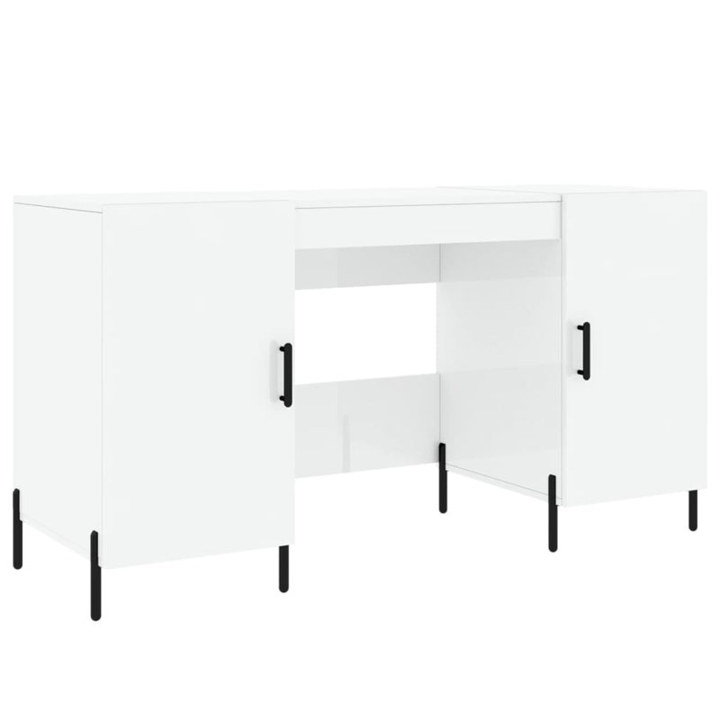 Bowerville Metal Base Writing Desk, High Gloss White