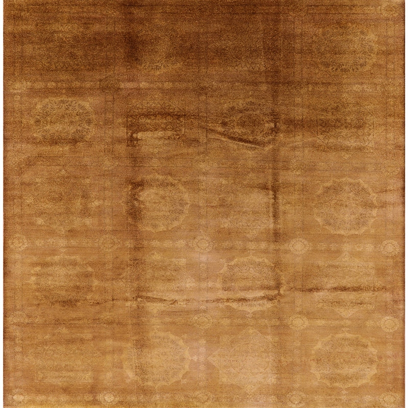 Tapis brun à motif oriental, Carré 5 pi