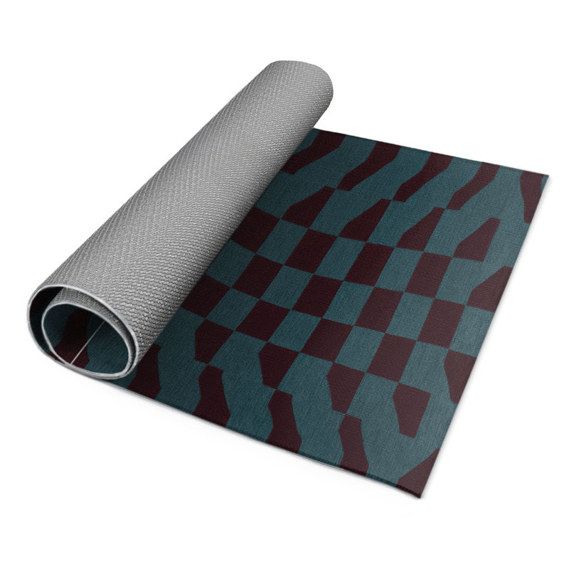 Tapis d'intérieur et d'extérieur à carreaux rouge, Rectangulaire 3 pi x 5 pi