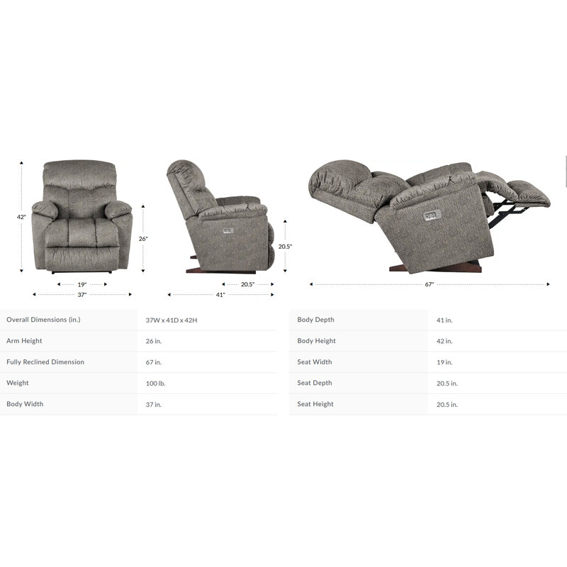 Fauteuil inclinable électrique à bascule avec appui-tête électrique Morrison, Séquoia