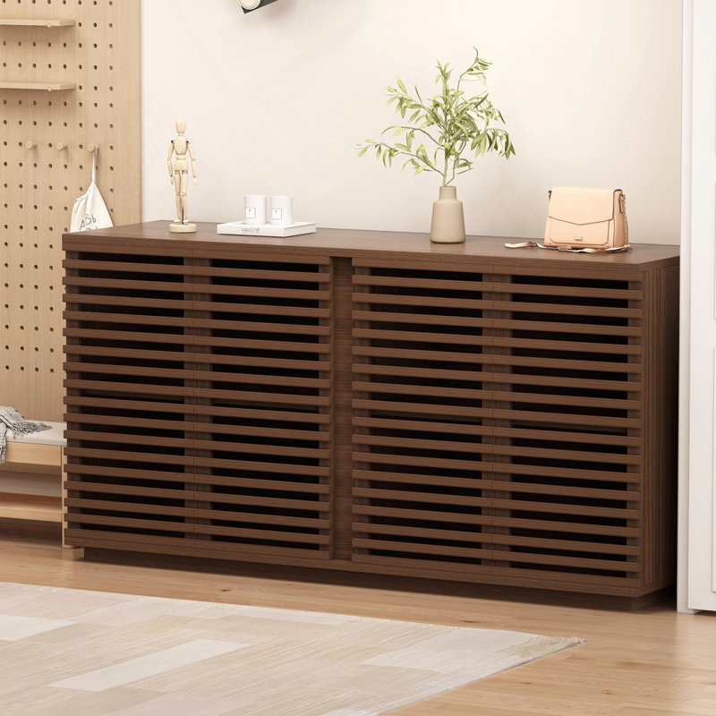 Armoire de rangement antique à 4 portes avec tablettes réglables