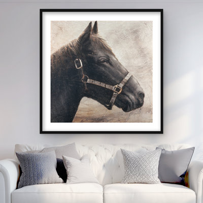 Gallopin le cheval brun - beige, reproduction encadrée