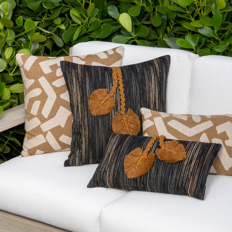 Fascination Square Indoor / Outdoor Pillow Cover & Insert, 20"H X 20"W, Caramel