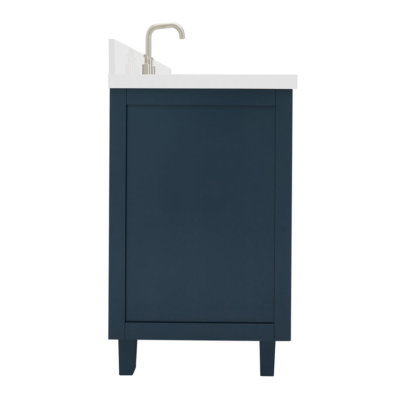 ARIEL Monroe 61 Single Sink Bathroom Vanity with Pure Quartz Top, Midnight Blue
