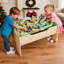 Table de train en bois de 78 pièces avec rails et tiroir de rangement pour enfants, surface de jeu 4 en 1, cadre robuste, rangement intégré pour les pièces et les petits jouets, conçue pour les enfants de 3 ans et plus.