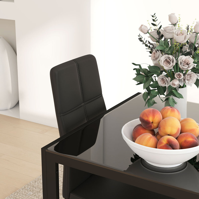 Table de cuisine rectangulaire en verre avec chaises, ensemble pour 2, Gris