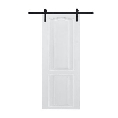 CNC crafted modern door 3/4" thick 23 in. x 84 in. MDF White Barn Sliding Door With Hardware kit