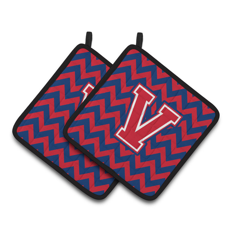 Poignée à chevrons, V, Bleu de Yale / cramoisi
