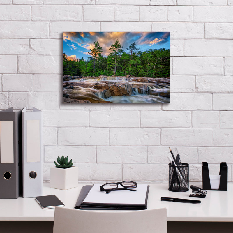 «Lower Falls On Kancamagus Highway» par Rick Berk, art mural sur toile, H 12 po x l 18 po x P 0,75 po