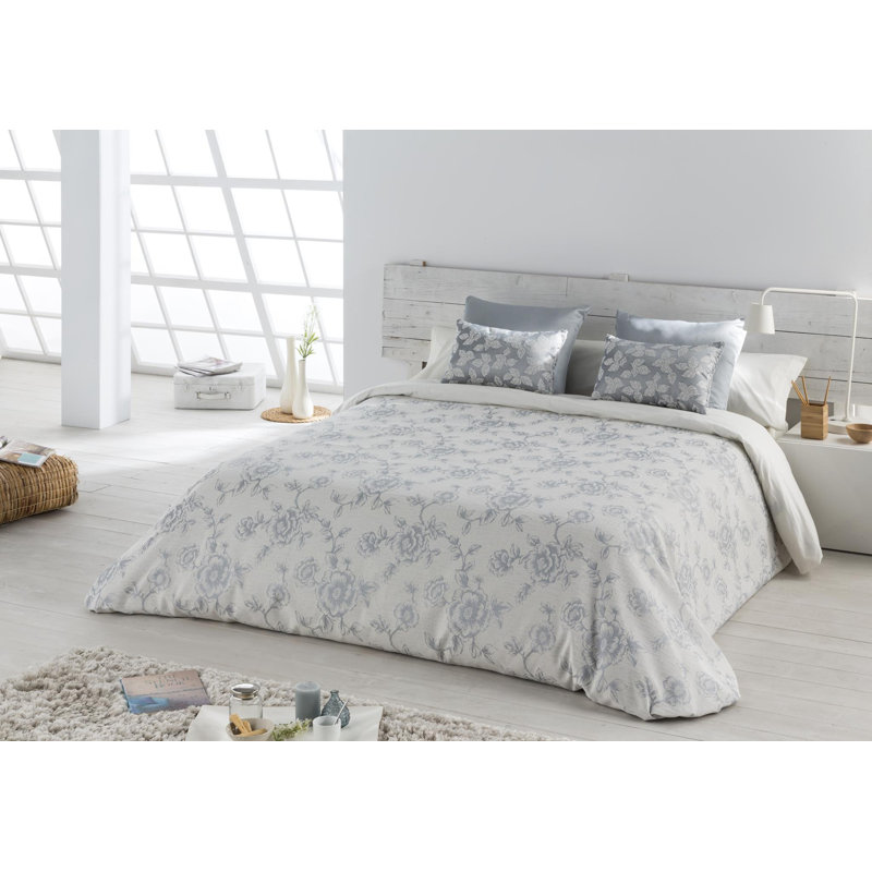 Cotton Blend No Pattern Duvet Cover Set with Pillowcases, Pearl, Double Duvet Cover + 2 Pillowcases (45 x 67.5)