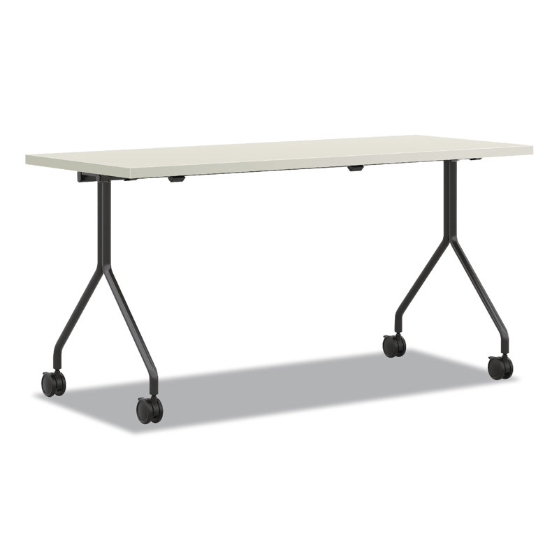 Black Rectangular Mobile Nesting Table with Lockable Casters