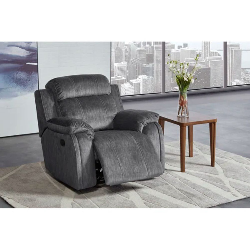 Bryne Fabric Upholstery Glider Recliner in Shadow Gray, Manual