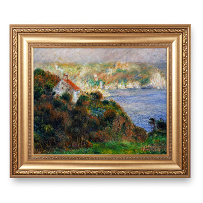 «Fog on Guernsey» par Pierre-Auguste Renoir, reproduction d'art du monde entier pour HomeDecor, cadre doré