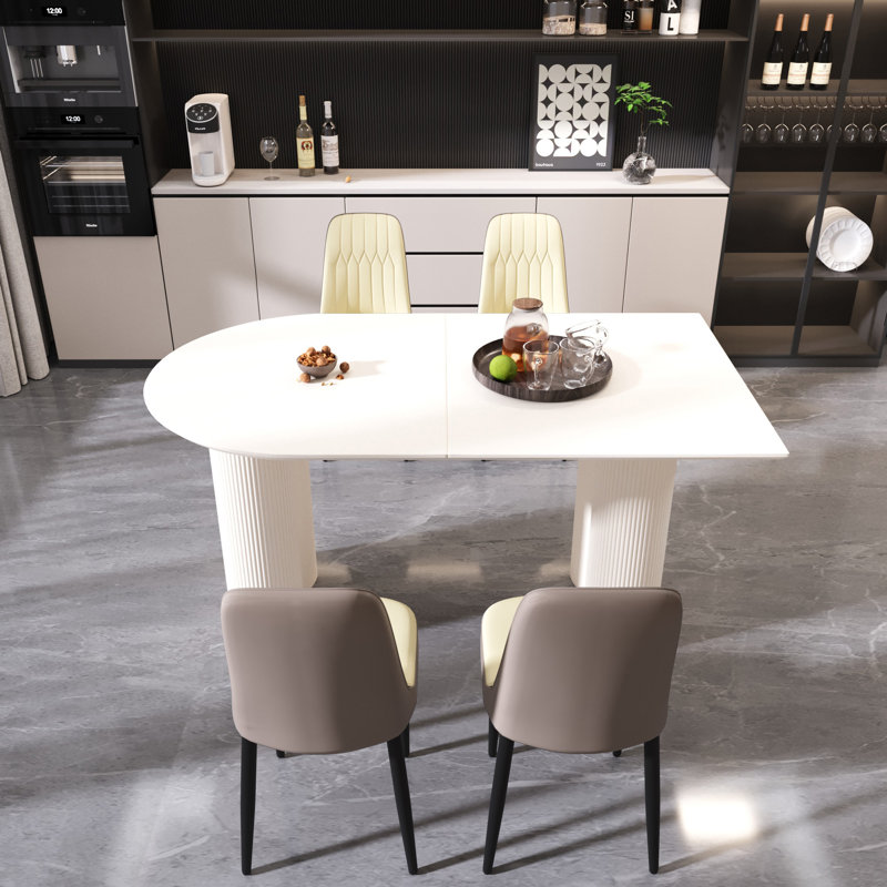 Ensemble de table de salle à manger en bois de polyuréthane de 63 po et de chaise en polyuréthane de style médiéval moderne 63 po