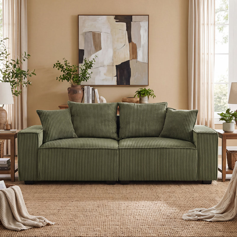 Canapé Makassar, Olive Green Corduroy