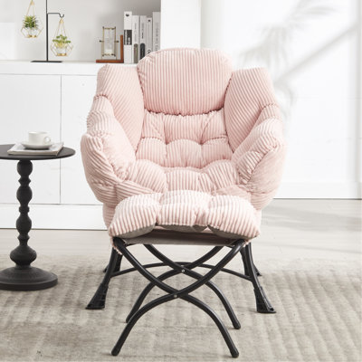 Méridienne rose avec une douce flanelle revêtue de tissu d'ameublement et un cadre en acier pour la détente