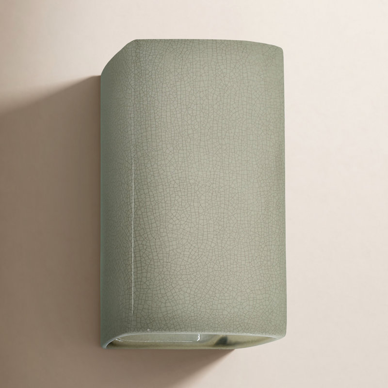 LED Outdoor Flush Mount, Celadon Green Crackle, 9.5" H x 5.25" W x 4.5" D, LED