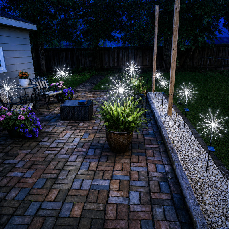 Guirlande lumineuse solaire extérieure à 8 modes, 120 DEL étanches, idéale pour les décorations de Noël, Blanc