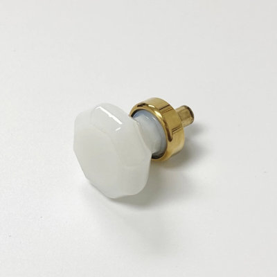 Unlacquered Brass and Milky Glass "Louise" Cabinet Knob and Drawer Pull