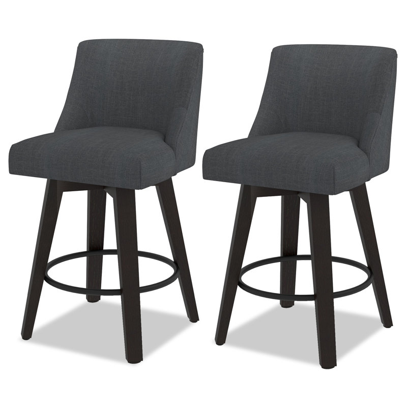 Tabourets de bar et de comptoir Loriell avec structure en bois massif, Tabouret de comptoir (siège d'une hauteur de 26 p, 2