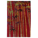 Bamboo Floral Area Rug in Gray/Red
